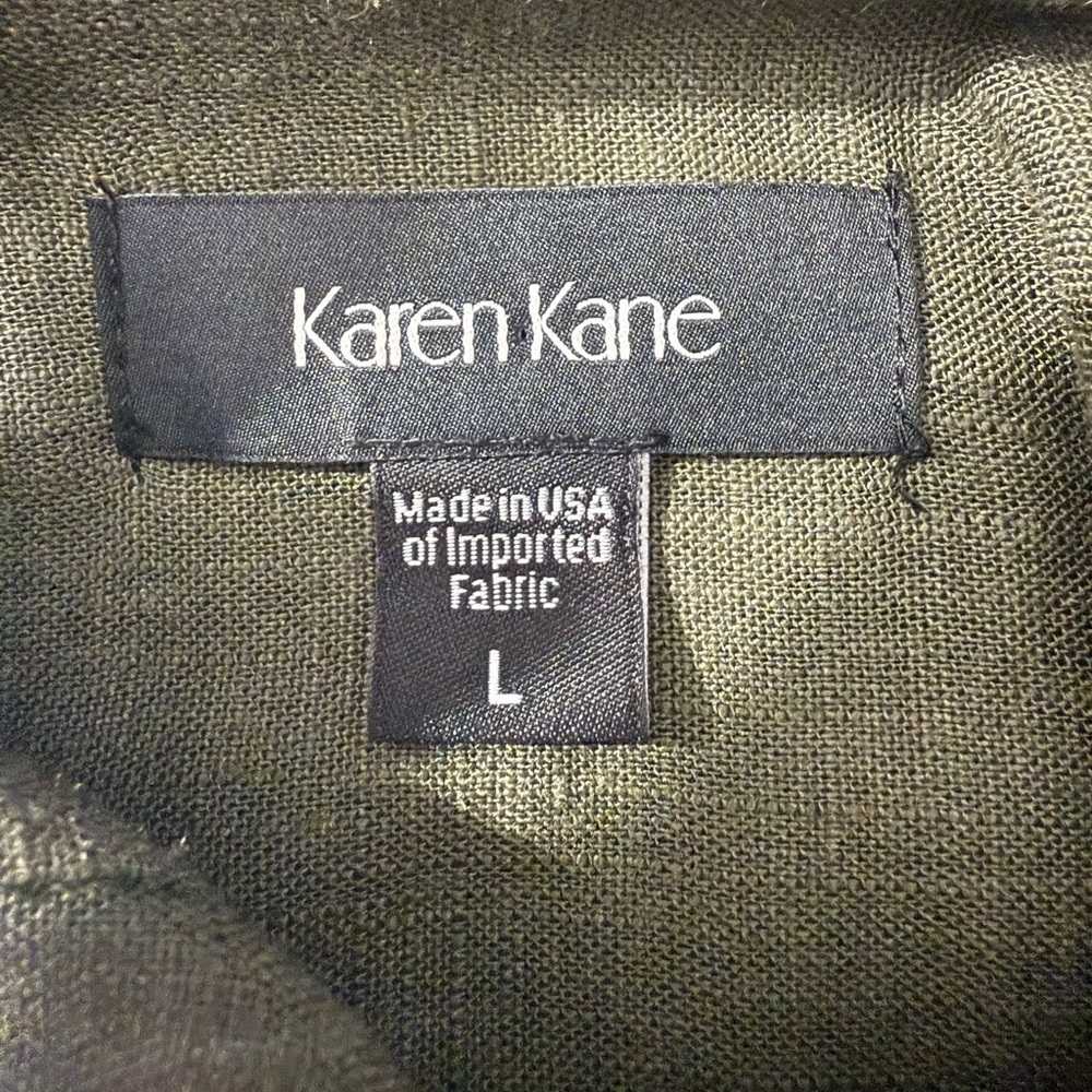 Karen Kane Forest Green Button Front Belted Midi Shirt Dress L Long Sleeve - Picture 3 of 11